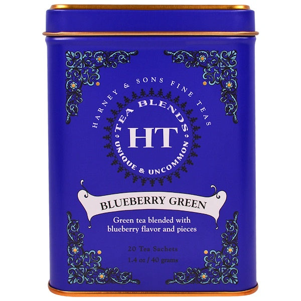 Harney & Sons, HT Tea Blend, Blueberry Green, 20 Sachets, 1.4 oz (40 g)