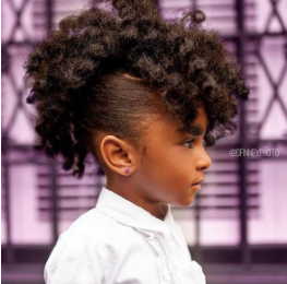 back to school hairstyles: young black girl with cute afro frohawk