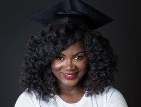 natural hair in graduation cap