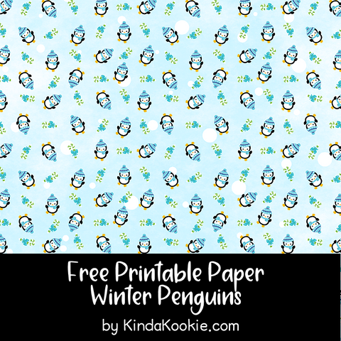 Free Winter Penguins Printable Digital Paper by KindaKookie