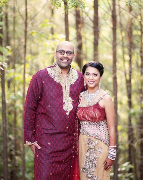 Brides Stylish Sangeet Lehenga and Grooms Matching Kurta Pajama.