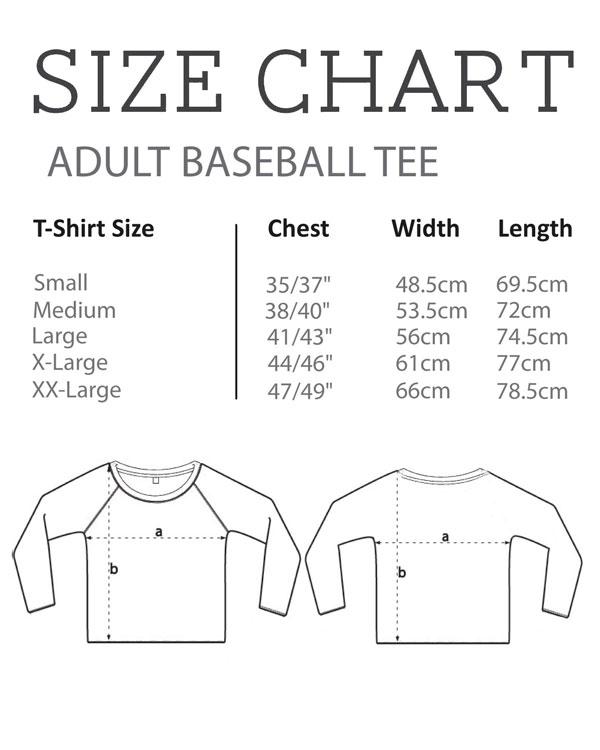 Size Chart - Adult Baseball Tee - Coto7