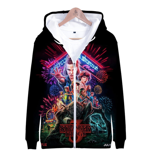 stranger things zip up hoodie