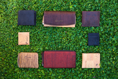 Selection of cork wallets made by one of our featured brands, Corkor ! HowCork - The Cork Marketplace