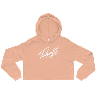 Cursive Crop Hoodie - Peach