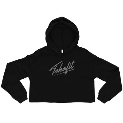 Cursive Crop Hoodie - Black