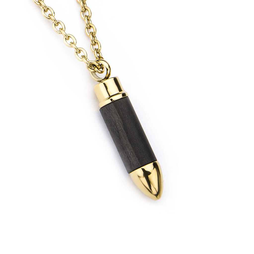 GOLD AMMO Mens Bullet Necklace Pendant 