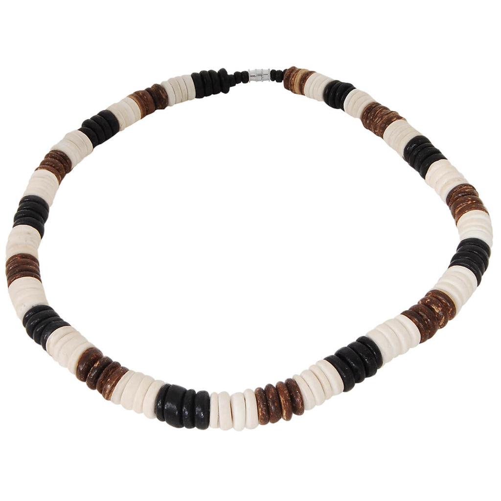 Hawaii Hawaiian Jewelry Smooth Hawaii Black and White Coconut Bead Necklace from Maui