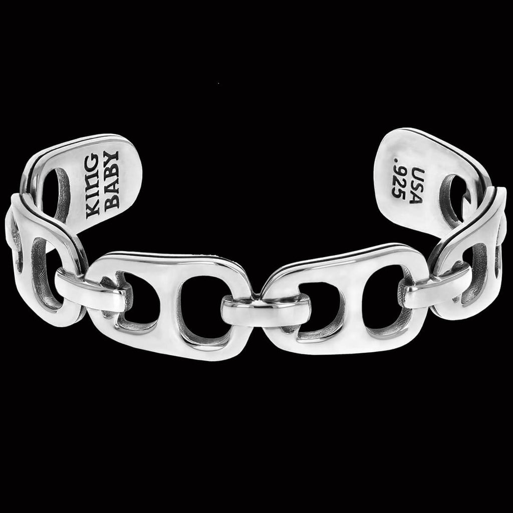 King Baby Pop Top Cuff Beer Tab Mens Bracelet In Sterling Silver