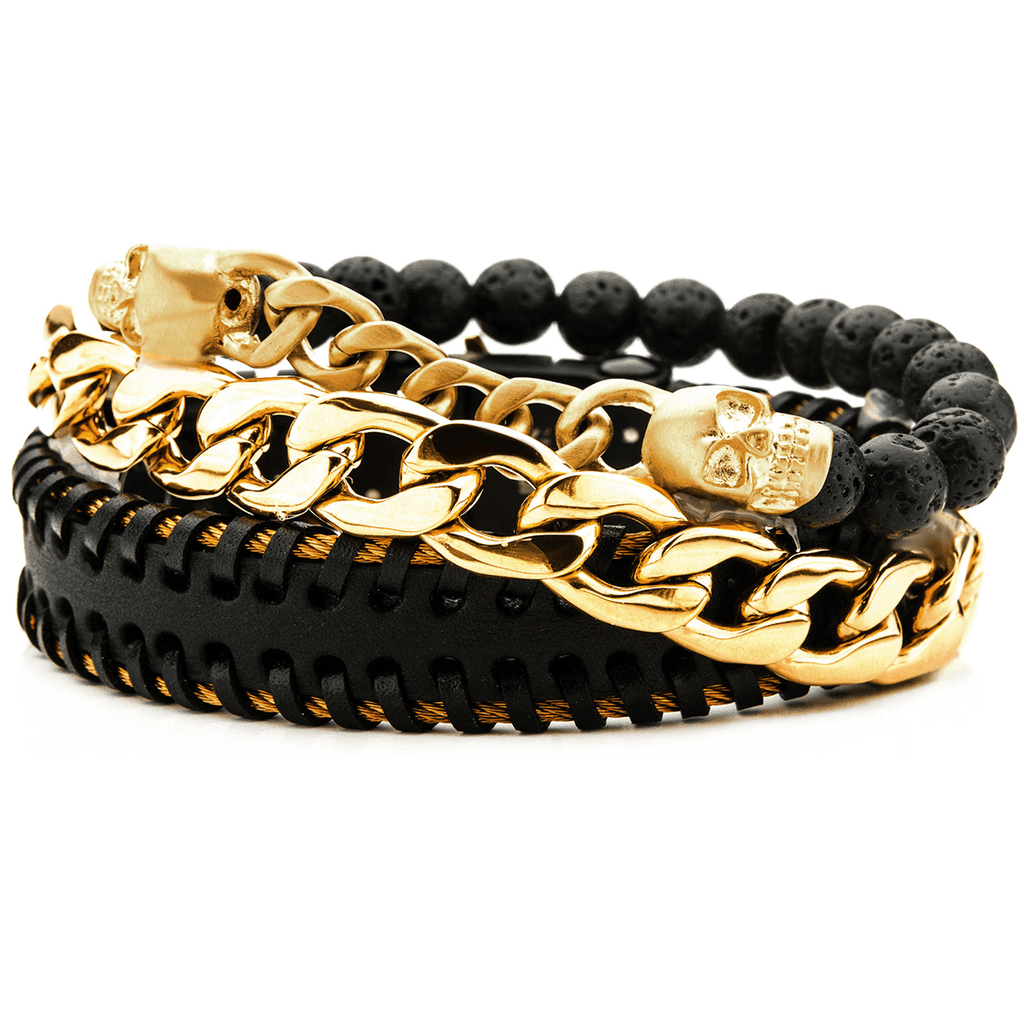 black and gold skull bracelet