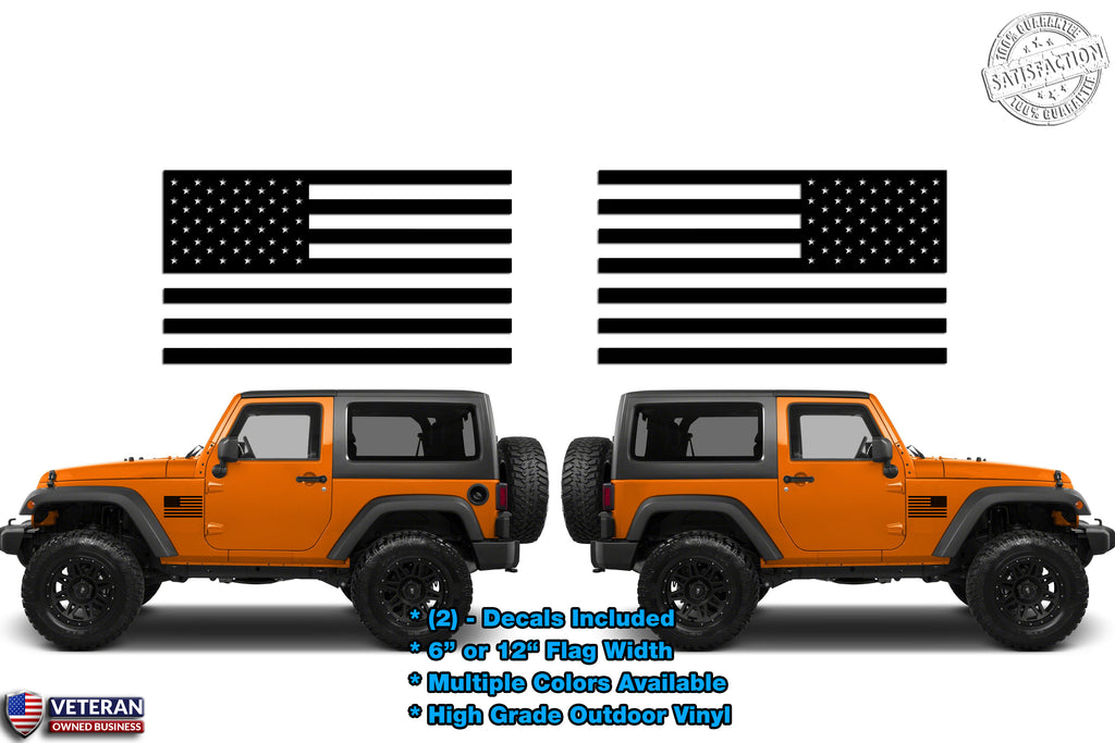 2) Standard USA Flag Vinyl Decals fits Jeep Trucks Universal – ROE Graphics  and Apparel