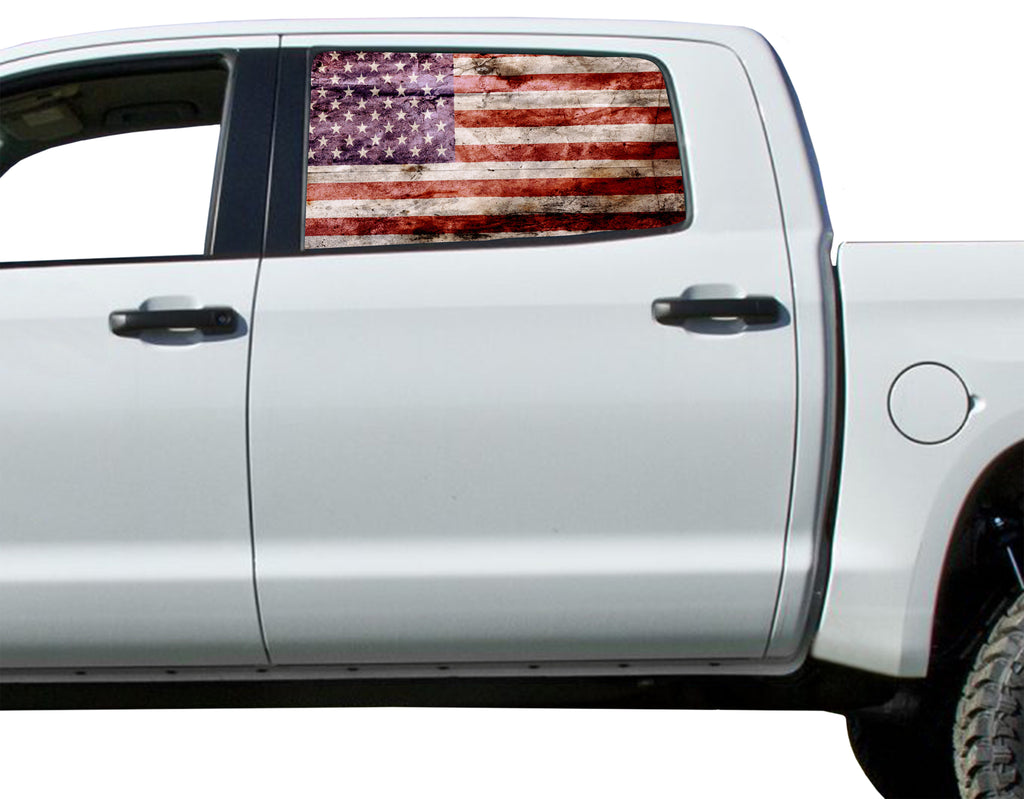 Universal American Flag Window Tint Perforated Vinyl Fits Trucks Ford