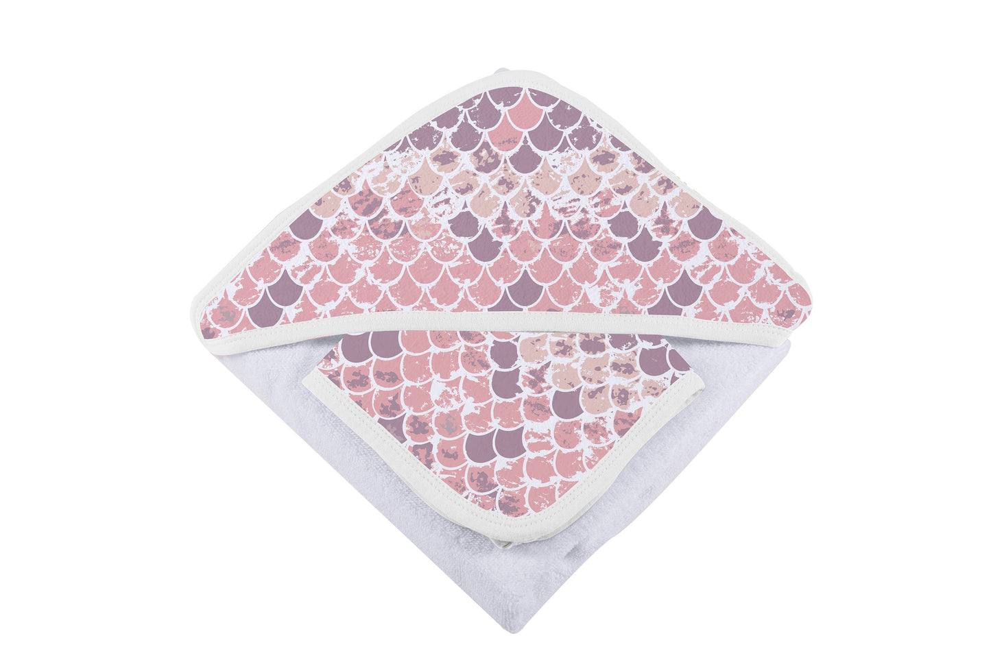 Bookoo Babies Mermaid Scales Hooded Towel and Washcloth Set