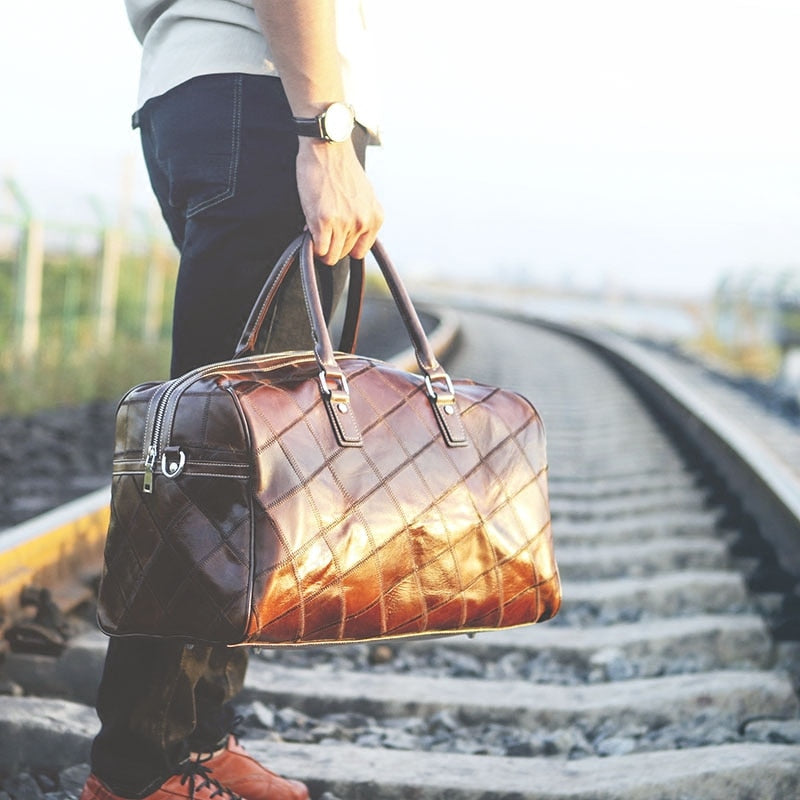 italian leather duffle bags