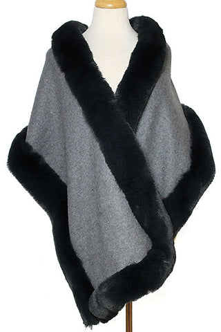 (36PCS) FAUX FUR TRIM WRAP SHAWL SCARF