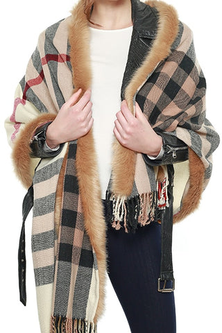 PLAID FRINGED SCARF