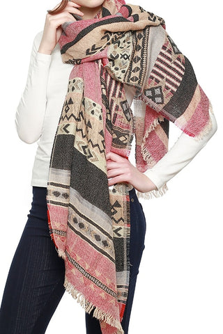Aztec Pattern Bohemian Oblong Scarf