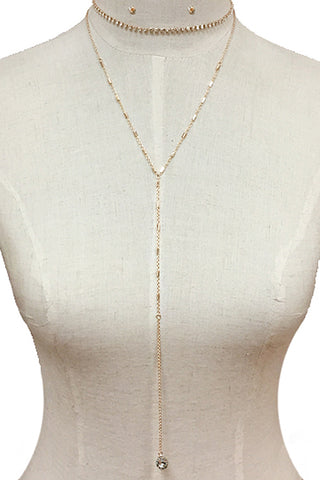 Chain Layered Lariat Necklace