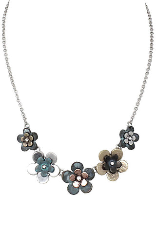 Mix Metal Flower Chain Necklace Set