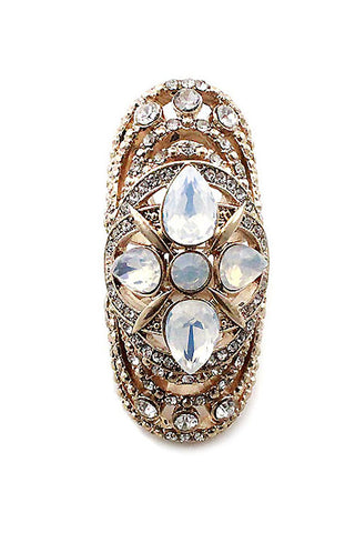 Tribal Crystal Stretchable Metal Ring