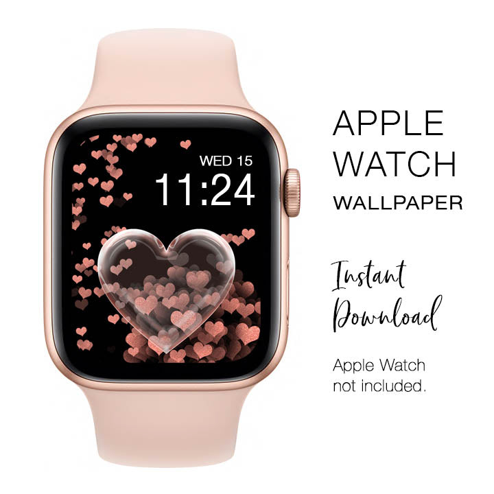 Apple Watch WALLPAPER - Bubble Heart with Rose Gold Hearts design - In –  Hello Handmade Goods