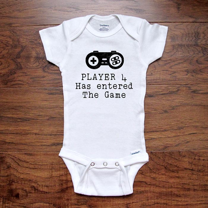Player 3 Has Entered The Game Baby Onesie Shirt Shower Gift Newborn Gerber 