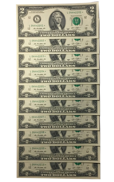 2013 New York 1$ Consecutive Star Notes From BEP Strap Replacement Notes UNC B2 
