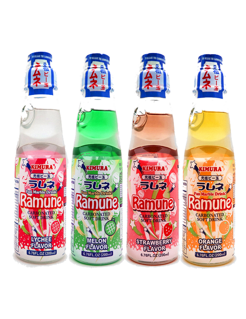 Japanese Ramune 200ml Set of 4 Flavours Melon | Strawberry | Lychee