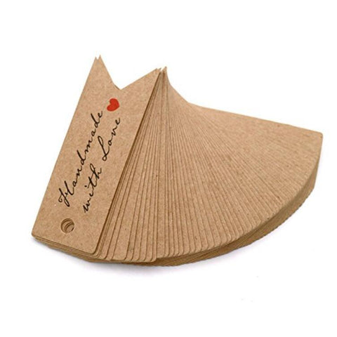 100 Pcs/Lot Natural Brown Kraft Paper Tags Cardboard With Jute Twine DIY Gifts 