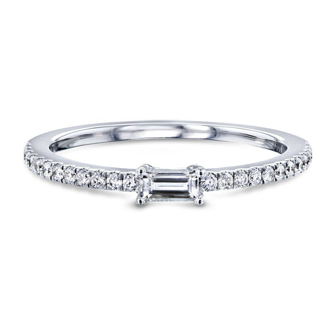 Petite Baguette Diamond Engagement Ring in 14K White Gold