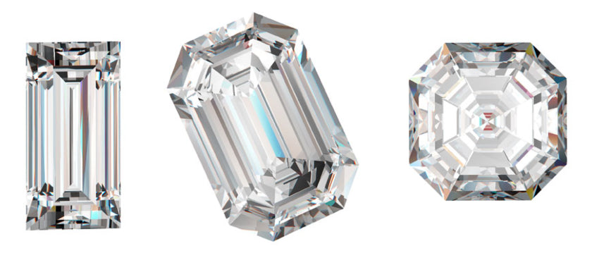 Three Different Types of Step Cut Diamonds