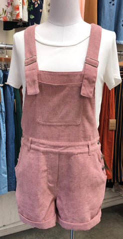 Dusty Mauve Corduroy Short Overalls