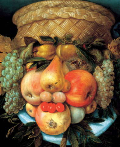 Reversible Head with Basket of Fruit by Giuseppe Arcimboldo