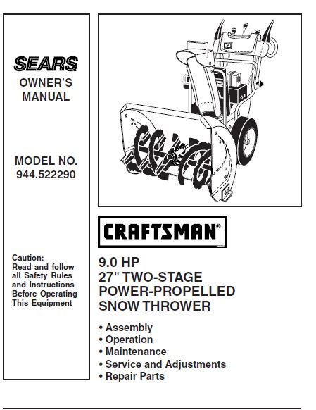 944.522290 Manual for Craftsman 27