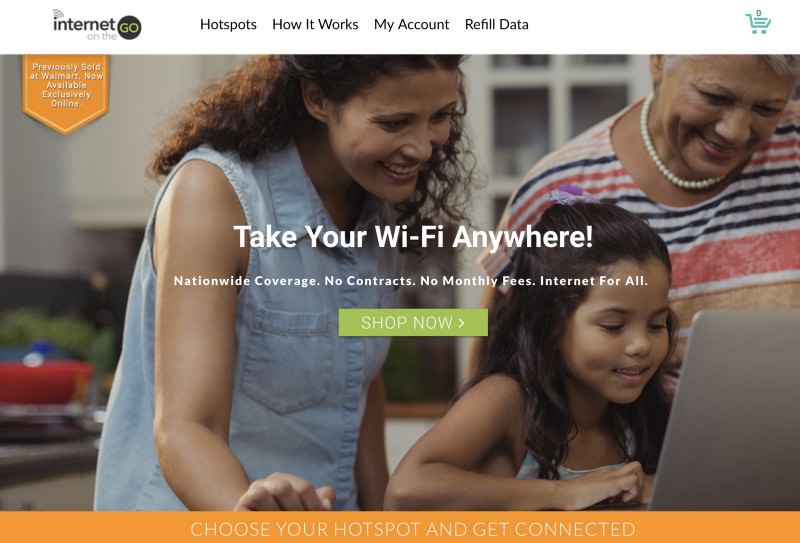 InternetGo homepage header with a family looking at a screen