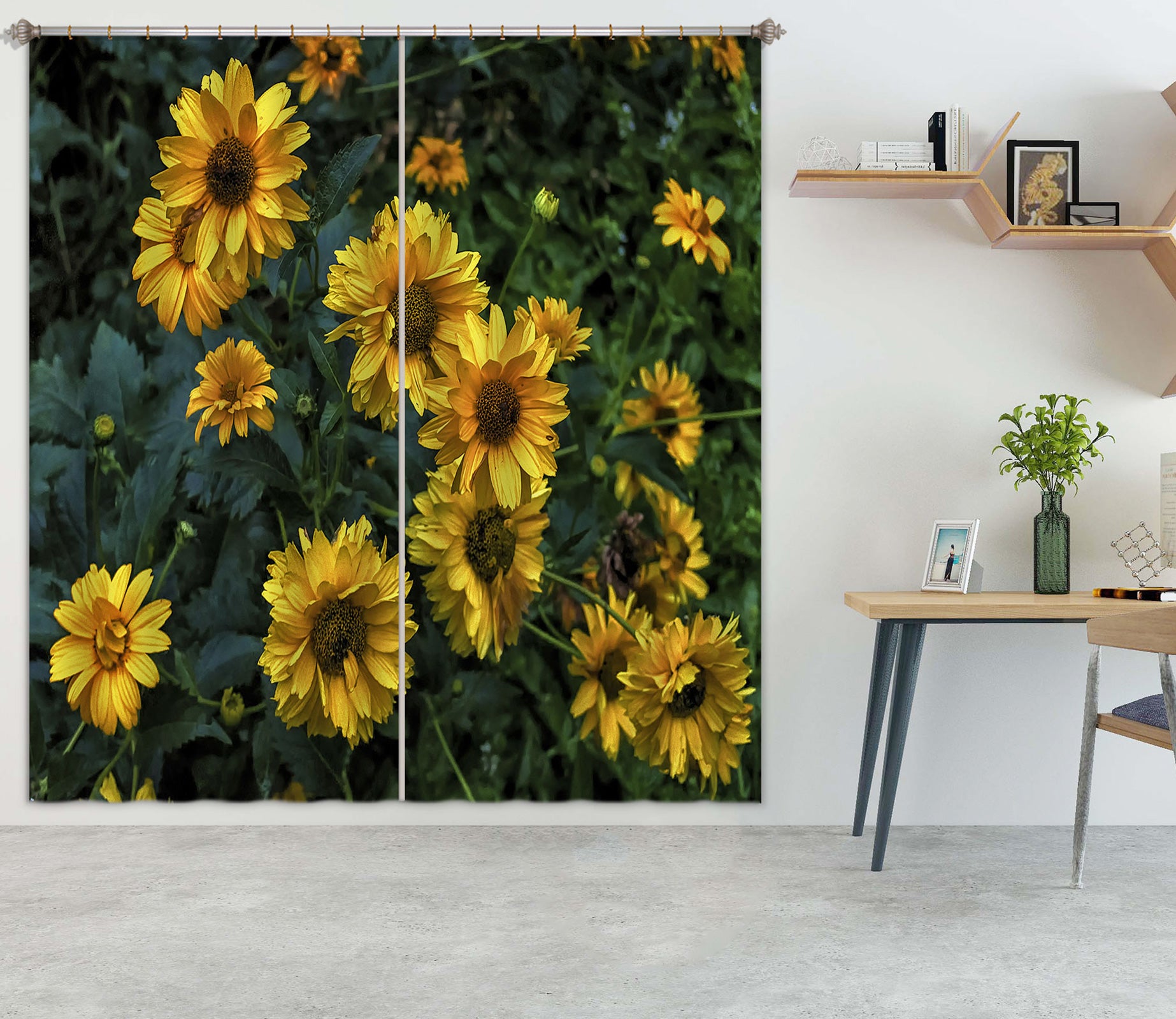 Sunflower In The Field 3D Curtain Blockout Photo Printing Curtains Drape Fabric 