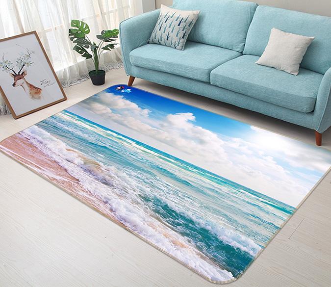 3D Beach and CoconutTrees FFF343 Floor Non Slip Rug Room Mat Round Quality Removable Kitchen Bath Floor Waterproof Rug Mat Print AJ WALLPAPE