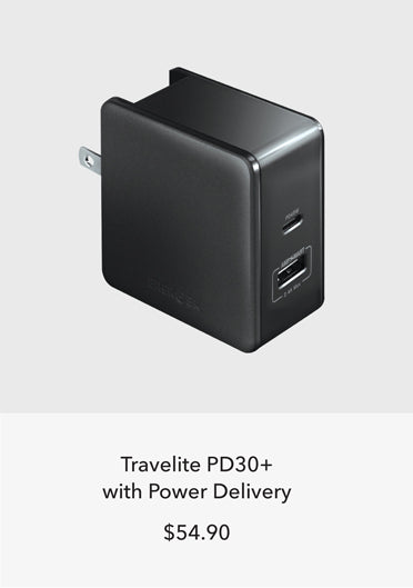 Travelite PD30+ wall charger with power delivery.