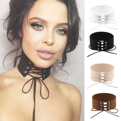 wide black choker necklace