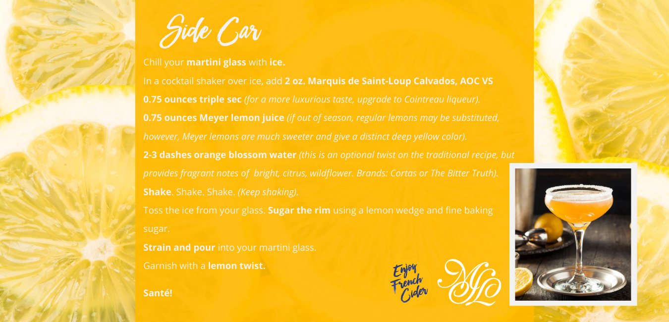How To: Cocktail Creations- Incorporating Brandy, SideCar Recipe, Cocktail, Marquis-de-Saint-Loup