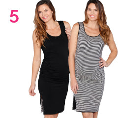 Reversible Maternity Dress in Black/Stripes