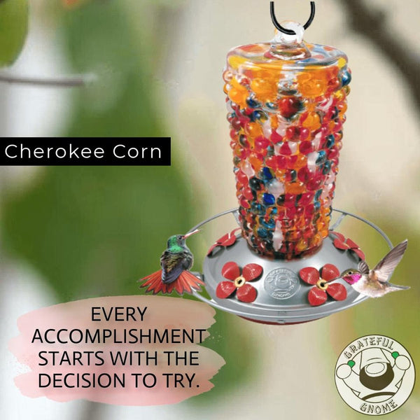 Cherokee Corn Blown Glass Hummingbird Feeder