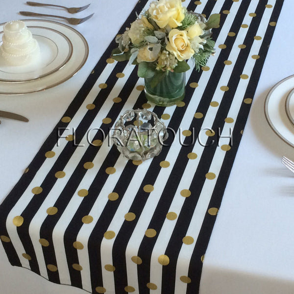 black and white table runners