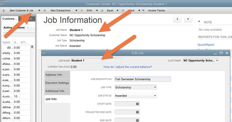 Setting up a student in QuickBooks