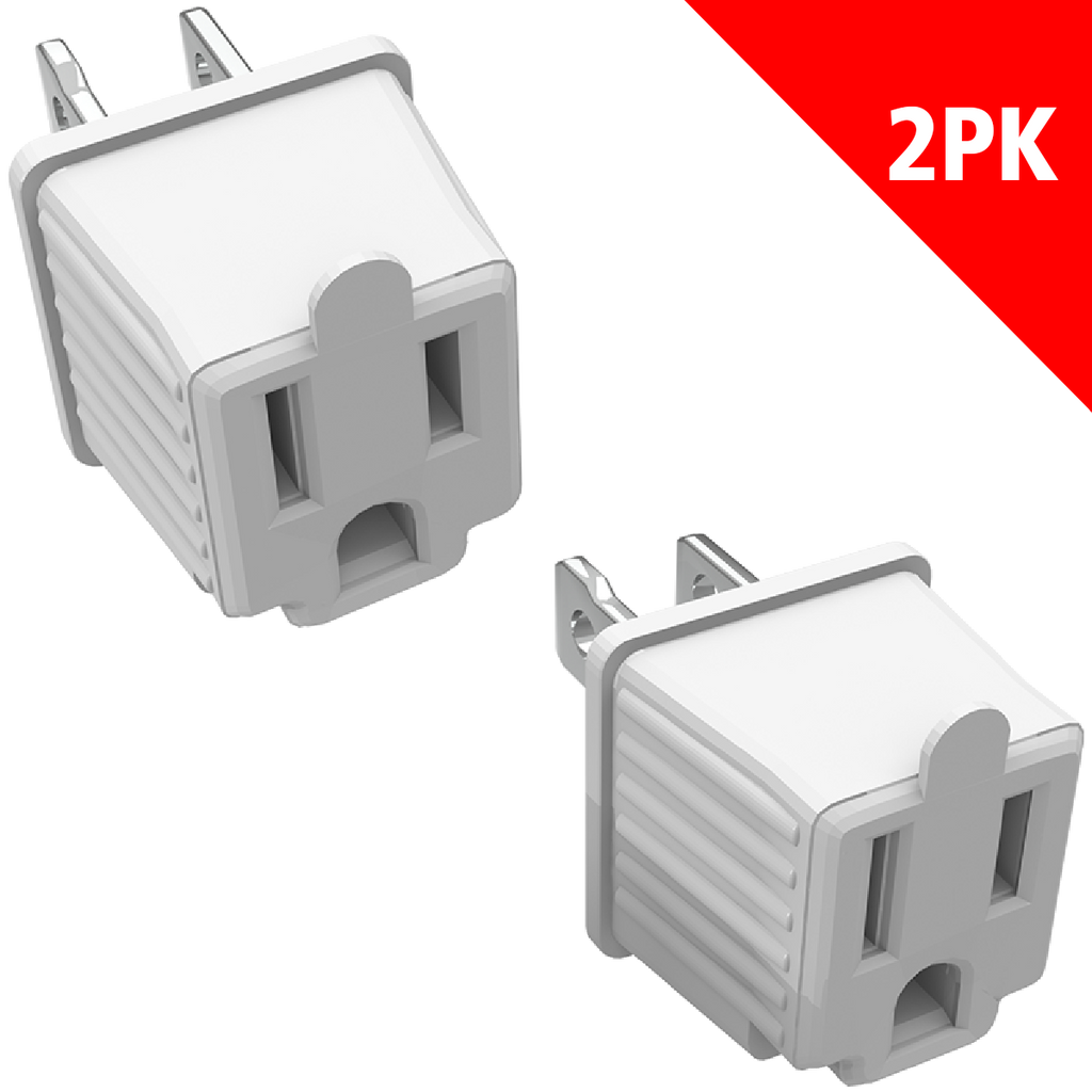STANLEY 30397 3 to 2 Adapter 2pk 2 Pack Grey Polarized to Grounded Single Outlet Converter