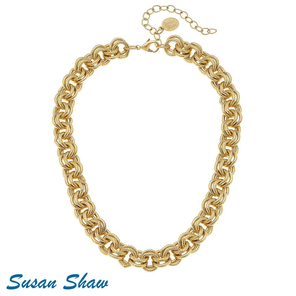 double loop gold necklace