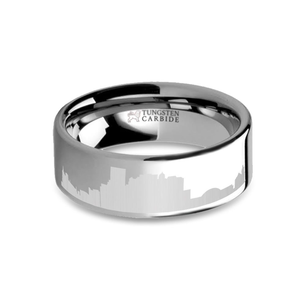 El Paso City Skyline Cityscape Laser Engraved Tungsten Ring