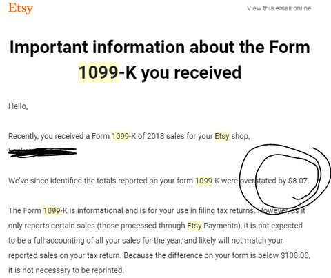 Important information about your 1099-k email from Etsy