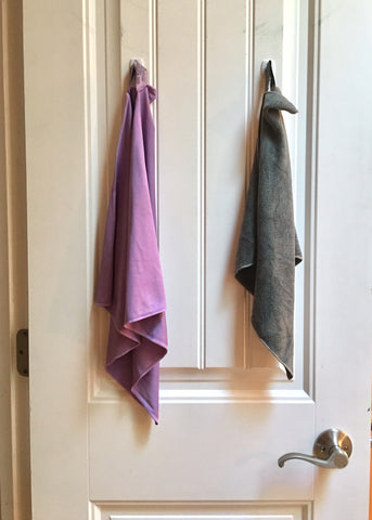 Hanging Norwex Cloths inside pantry