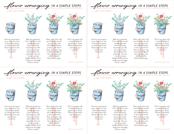 Printable instructions for flower arranging party for baby showers, birthday parties, etc.